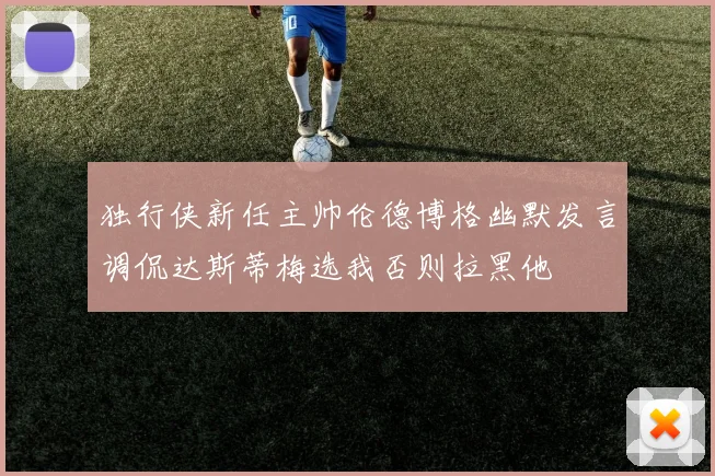 独行侠新任主帅伦德博格幽默发言调侃达斯蒂梅选我否则拉黑他